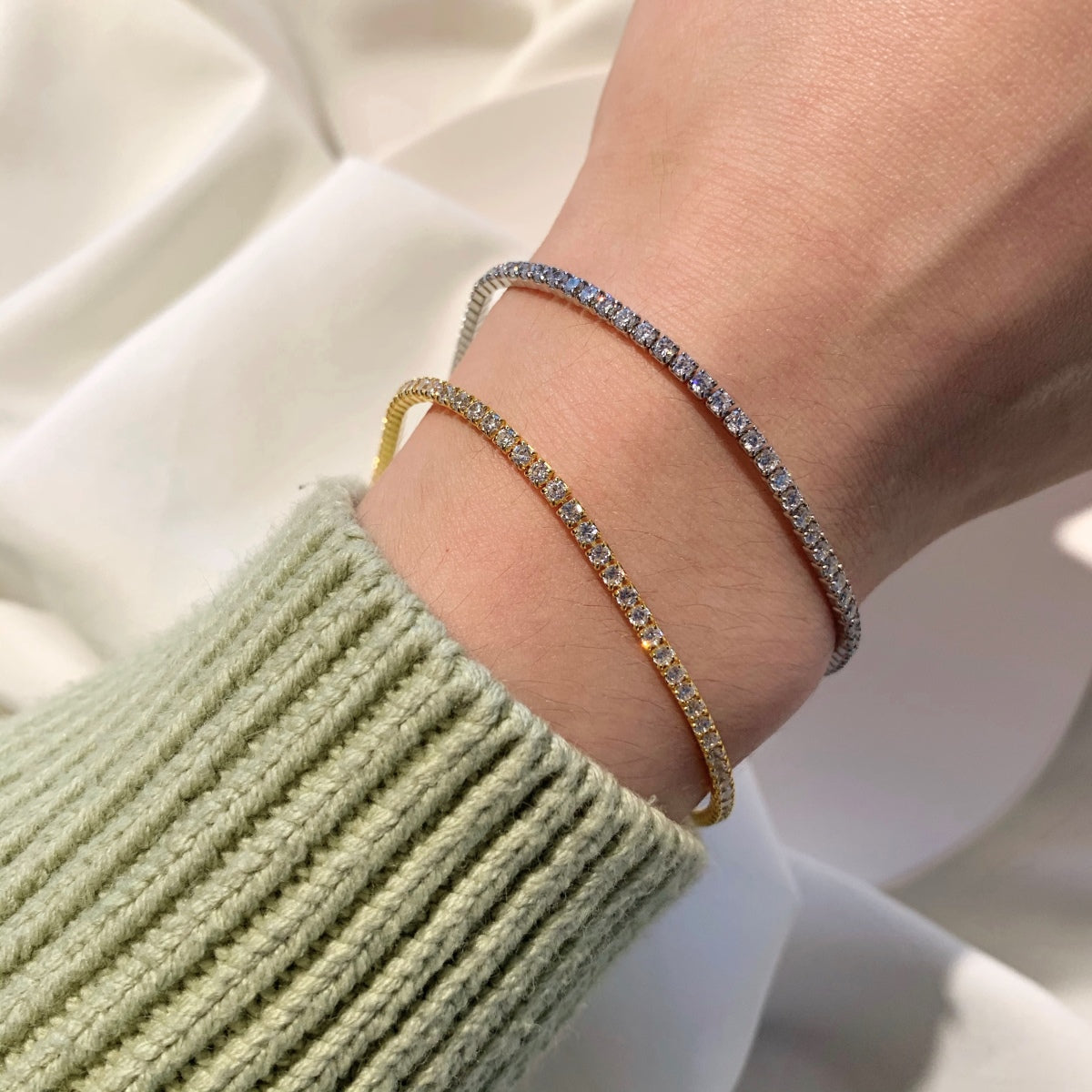 [Noble Jewelry]Radiant Shinning Princess Cut Tennis Bracelet