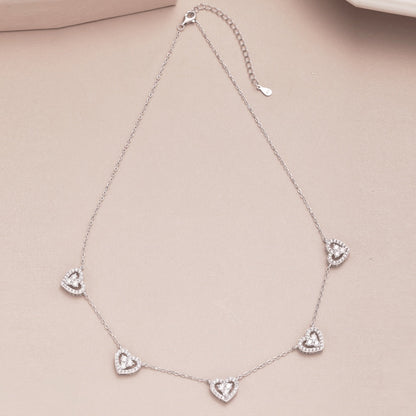 [Noble Jewelry]Sparkling Five Heart Necklace