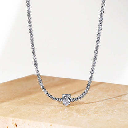 [Noble Jewelry]1.0 carat Unique Pear Cut Tennis Necklace