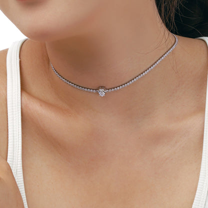 [Noble Jewelry]1.0 carat Unique Pear Cut Tennis Necklace