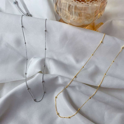 [Noble Jewelry]Small Bead Clavicle Chain Simple Necklace