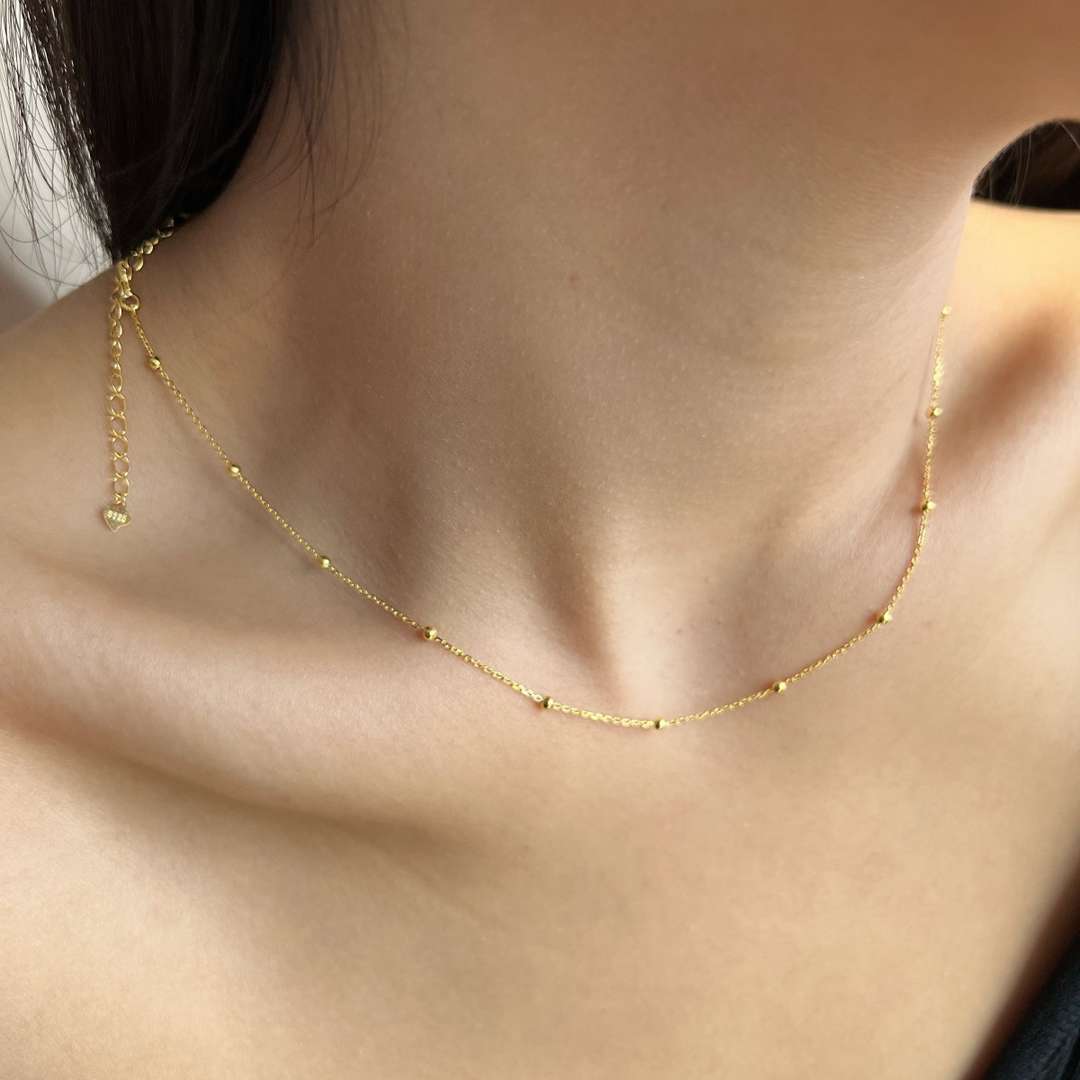 [Noble Jewelry]Small Bead Clavicle Chain Simple Necklace