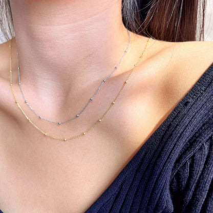 [Noble Jewelry]Small Bead Clavicle Chain Simple Necklace