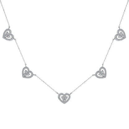 [Noble Jewelry]Sparkling Five Heart Necklace