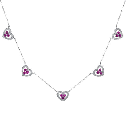 [Noble Jewelry]Sparkling Five Heart Necklace