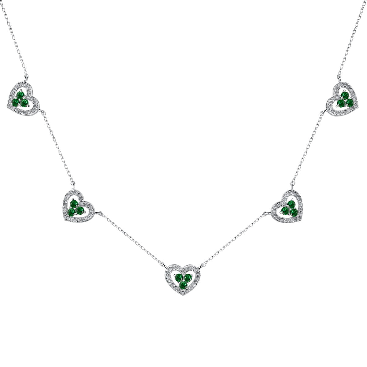 [Noble Jewelry]Sparkling Five Heart Necklace