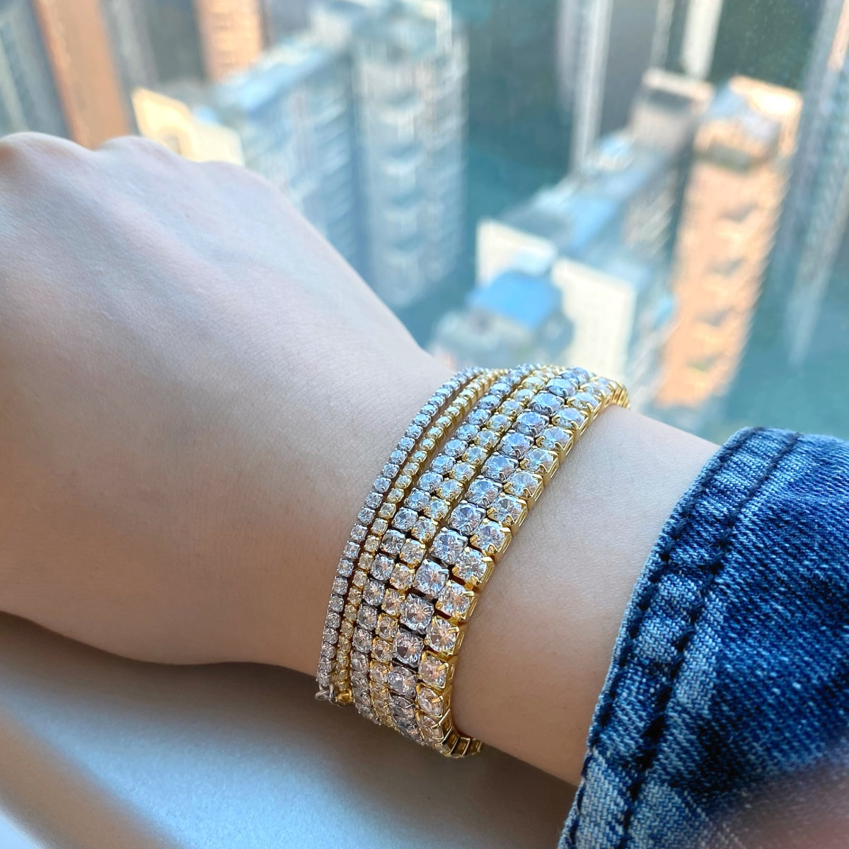 [Noble Jewelry]Sparkling Radiant Princess Cut Tennis Bracelet