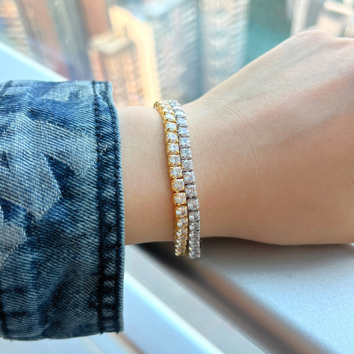 [Noble Jewelry]Sparkling Radiant Princess Cut Tennis Bracelet