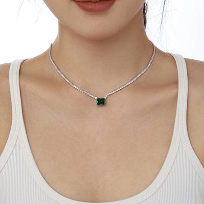 [Noble Jewelry]4.0 Carat Elegant Radiant Cut Necklace