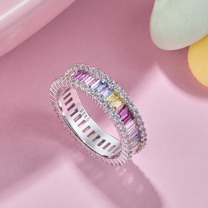 [Noble Jewelry]Dainty Kaleidoscopic Emerald Cut Daily Ring