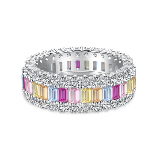 [Noble Jewelry]Dainty Colorful Radiant Cut Daily Ring