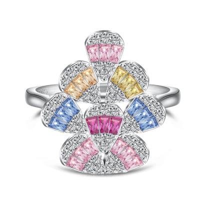 [Noble Jewelry]Sparkling Colorful Water Drop Shape Daily Ring