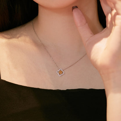 [Noble Jewelry]Exquisite Flower Shape Princess Cut Necklace