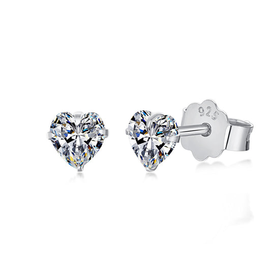 [Noble Jewelry]Sparkling Heart Shaped Simple Earrings