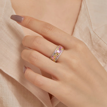 [Noble Jewelry]Radiant Colorful Radiant Cut Daily Ring