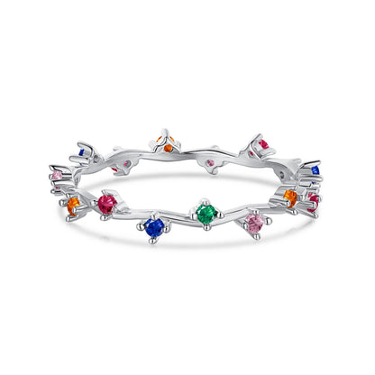 [Noble Jewelry]Radiant Colorful Round Cut Daily Ring