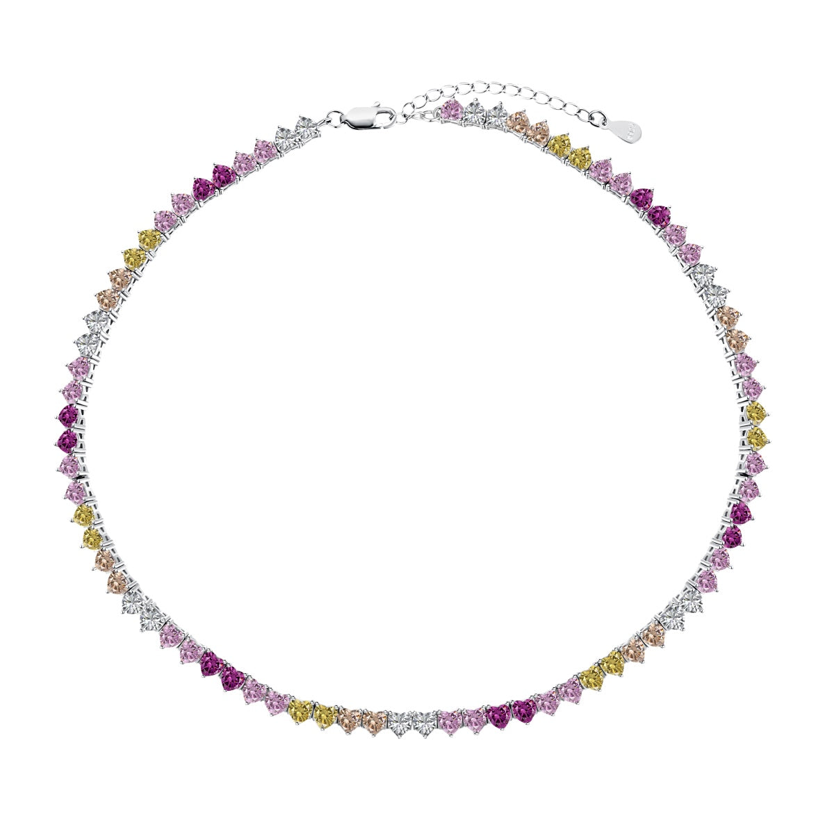 [Noble Jewelry]Sparkling Colorful Full Heart Tennis Necklace