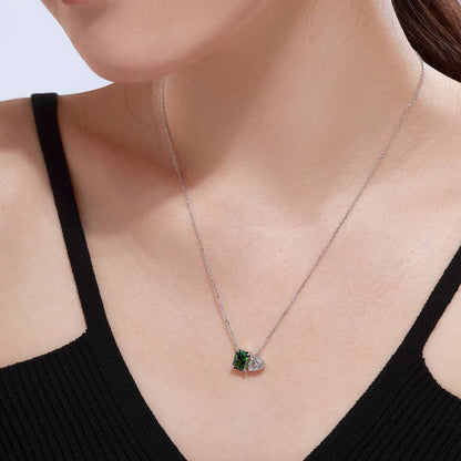 [Noble Jewelry]Dazzling Square & Heart Shape Necklace