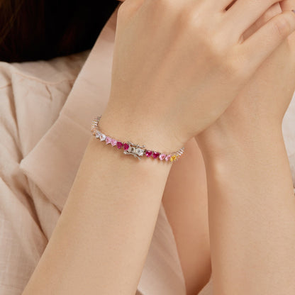 [Noble Jewelry]Luxurious Colorful Romantic Heart Shape Lover Bracelet