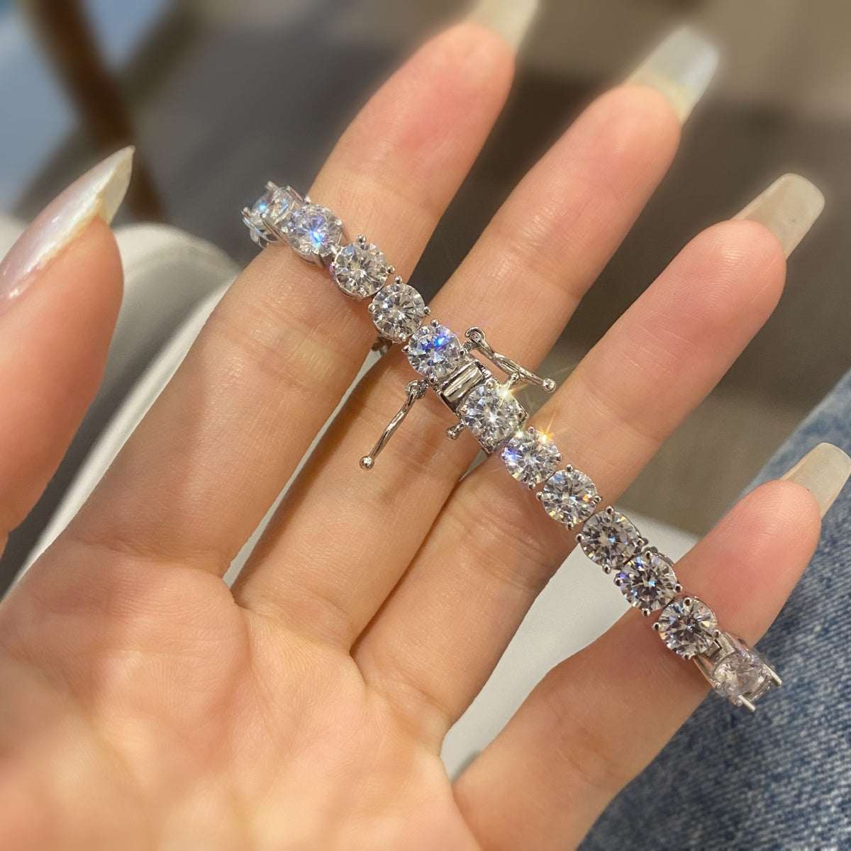 [Noble Jewelry]0.75 Carat Dazzling Round Cut Wedding Bracelet