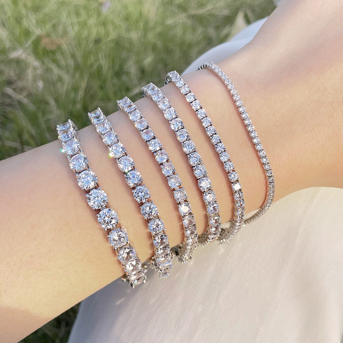 [Noble Jewelry]Luxurious Ornate Round Cut Tennis Bracelet