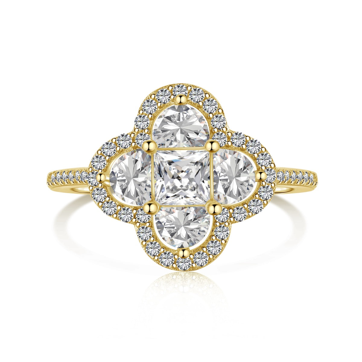 [Noble Jewelry]Luxurious Eternity Flower Shape Banquet Ring