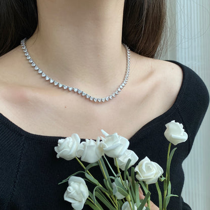 [Noble Jewelry]Ornate Heart Cut Tennis Necklace