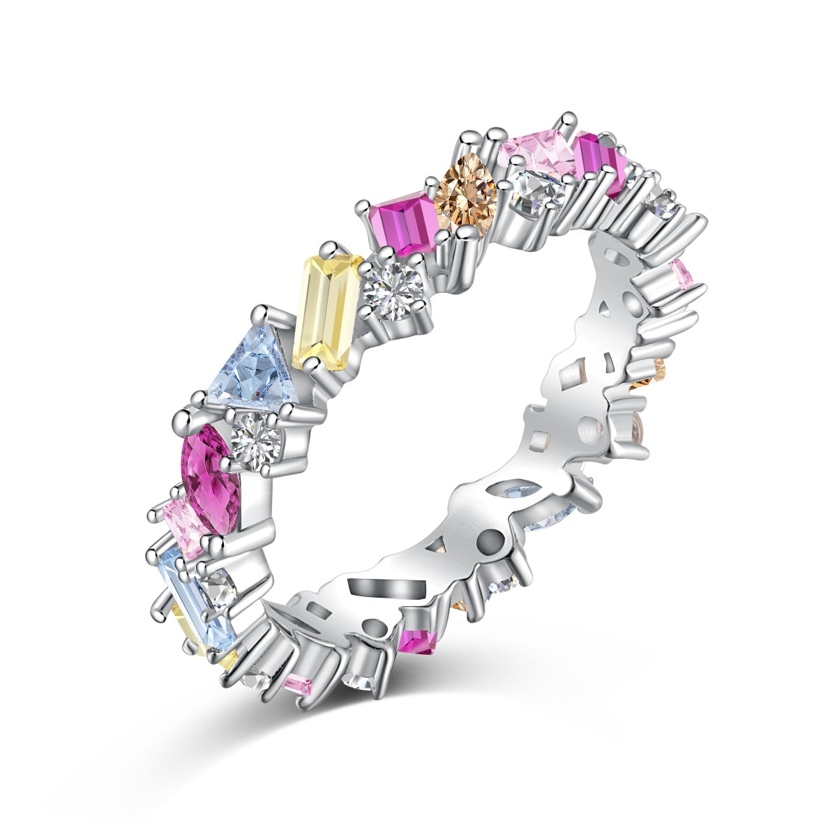 [Noble Jewelry]Dazzling Polychromatic Multi cut Daily Ring