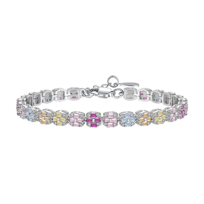 [Noble Jewelry]Delicate Colorful Emerald Cut Daily Bracelet