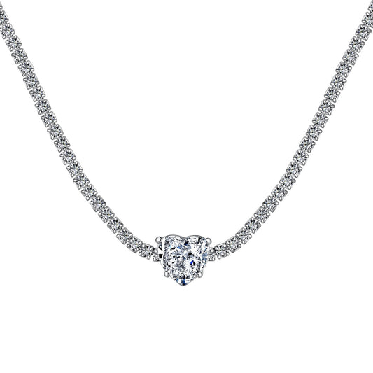 [Noble Jewelry]2.0 Carat Sparkling Tennis Heart Cut Necklace