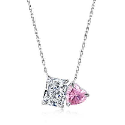 [Noble Jewelry]Dazzling Square & Heart Shape Necklace