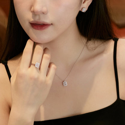 [Noble Jewelry]1.0 Carat Luxurious Dainty Emerald Cut Daily Earrings