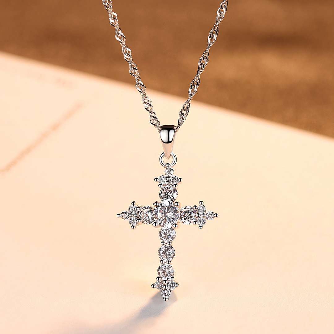 [Noble Jewelry]Delicate Cross Shape Necklace