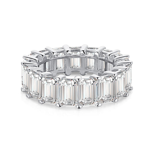 [Noble Jewelry]0.75 Carat Elegant Emerald Cut Tennis Ring