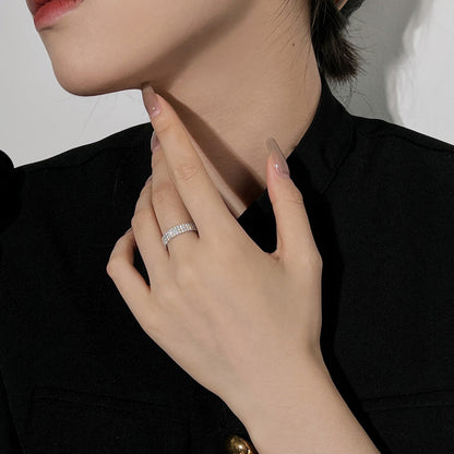 [Noble Jewelry]Dainty Round Cut Tennis Ring